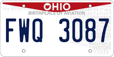 OH license plate FWQ3087