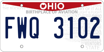 OH license plate FWQ3102