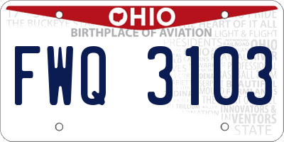 OH license plate FWQ3103