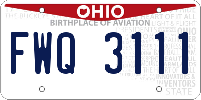 OH license plate FWQ3111