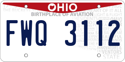 OH license plate FWQ3112