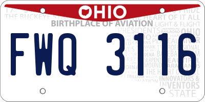OH license plate FWQ3116