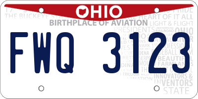 OH license plate FWQ3123