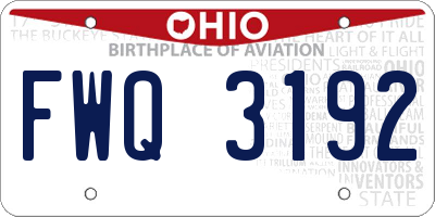 OH license plate FWQ3192