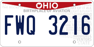 OH license plate FWQ3216