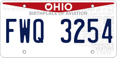 OH license plate FWQ3254