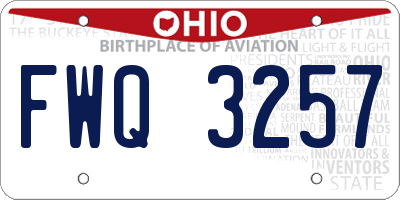 OH license plate FWQ3257