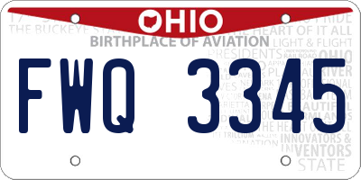 OH license plate FWQ3345