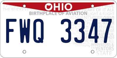 OH license plate FWQ3347