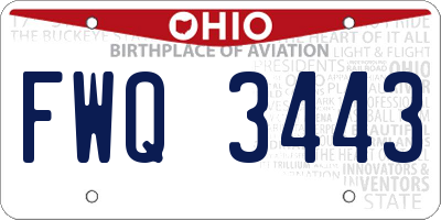 OH license plate FWQ3443