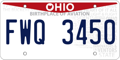 OH license plate FWQ3450