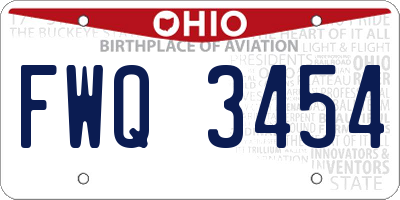 OH license plate FWQ3454