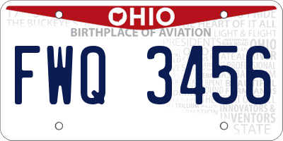 OH license plate FWQ3456
