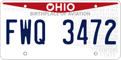OH license plate FWQ3472
