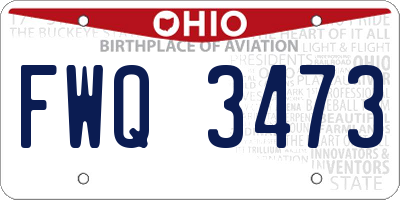 OH license plate FWQ3473