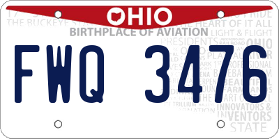 OH license plate FWQ3476