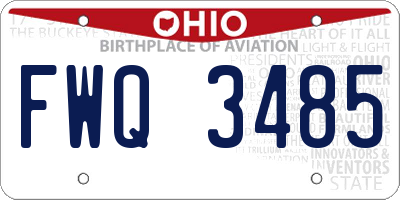 OH license plate FWQ3485