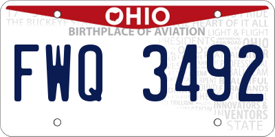 OH license plate FWQ3492