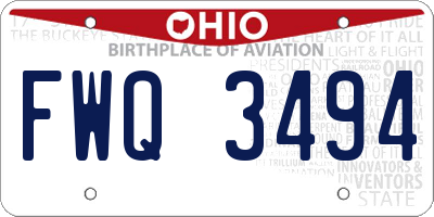 OH license plate FWQ3494