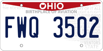 OH license plate FWQ3502