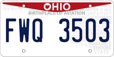OH license plate FWQ3503