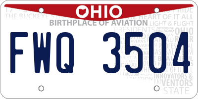 OH license plate FWQ3504