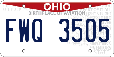 OH license plate FWQ3505