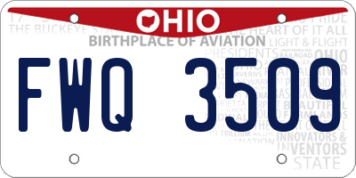 OH license plate FWQ3509