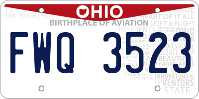 OH license plate FWQ3523