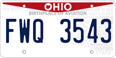 OH license plate FWQ3543