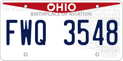 OH license plate FWQ3548
