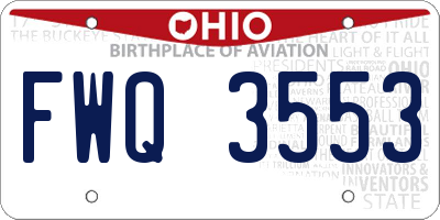 OH license plate FWQ3553