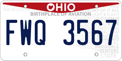 OH license plate FWQ3567