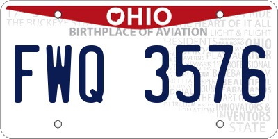 OH license plate FWQ3576