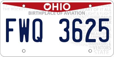 OH license plate FWQ3625