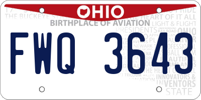 OH license plate FWQ3643