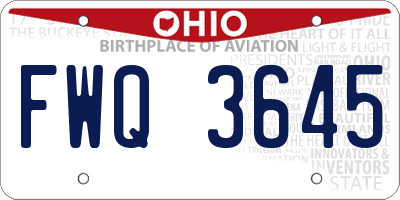 OH license plate FWQ3645