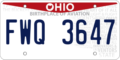 OH license plate FWQ3647