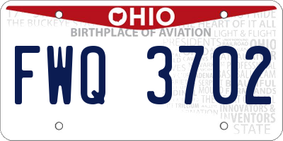 OH license plate FWQ3702