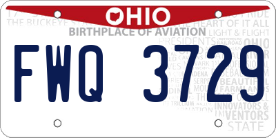 OH license plate FWQ3729