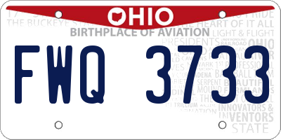 OH license plate FWQ3733