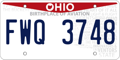 OH license plate FWQ3748