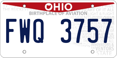 OH license plate FWQ3757