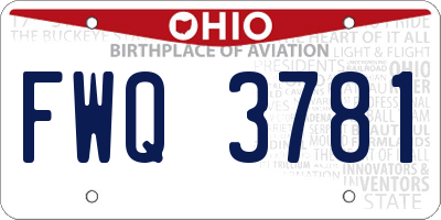 OH license plate FWQ3781