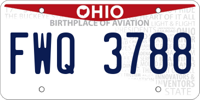 OH license plate FWQ3788