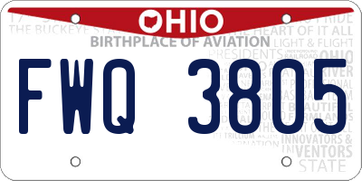 OH license plate FWQ3805