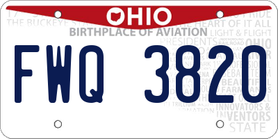 OH license plate FWQ3820