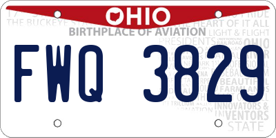 OH license plate FWQ3829