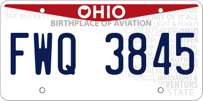 OH license plate FWQ3845
