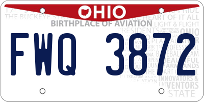 OH license plate FWQ3872